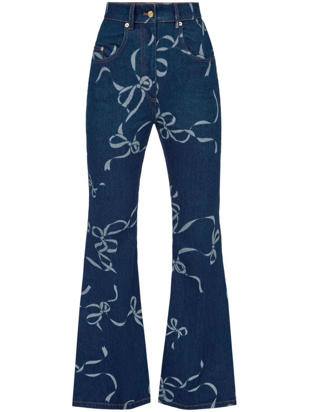 graphic-print long-length flared trousers - 1