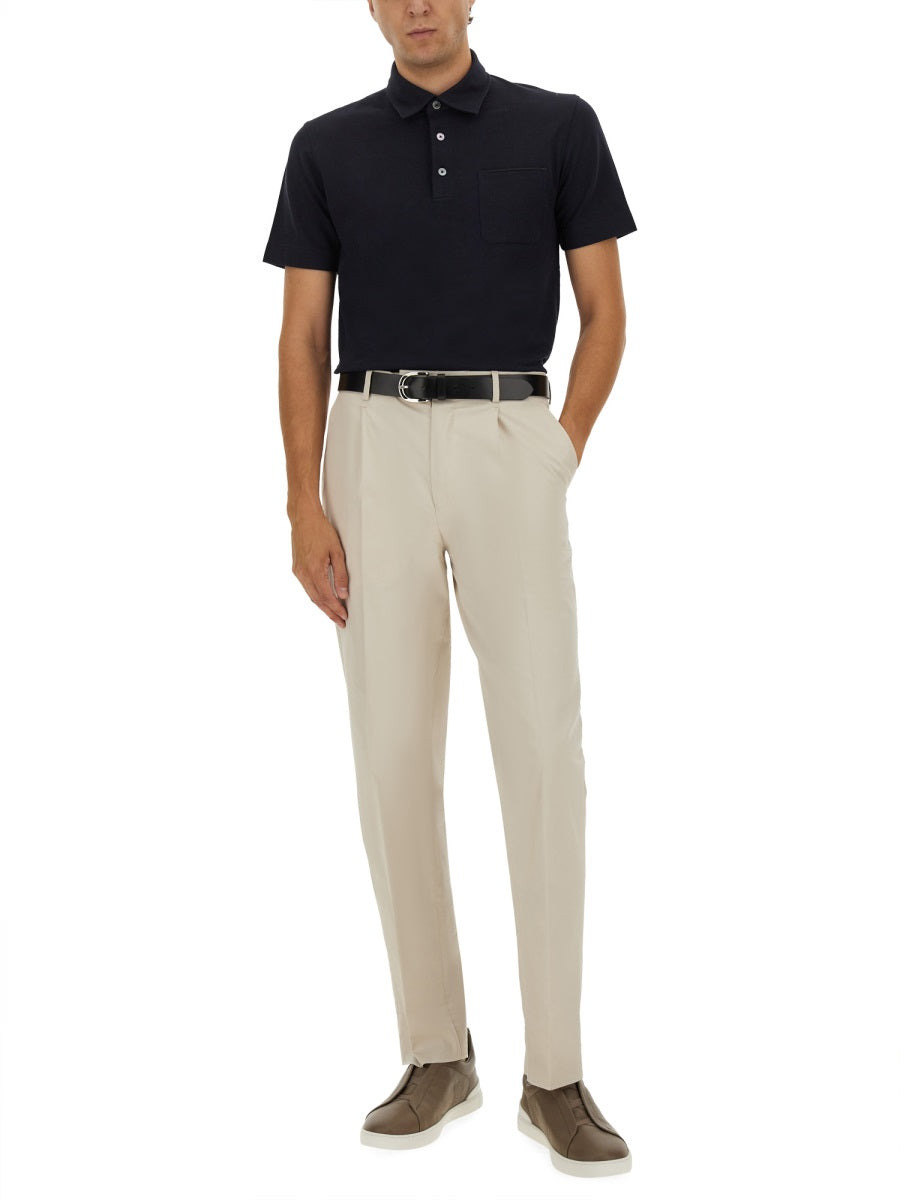 Zegna Men Cotton Polo Shirt With Pocket - 2