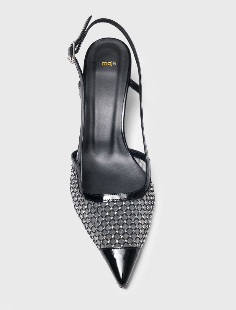 Rhinestone mesh pumps 4