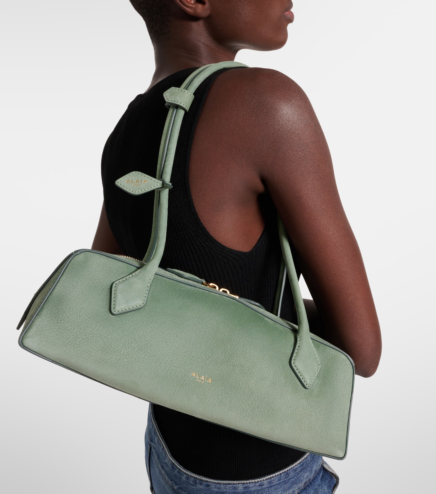 Le Teckel Medium suede shoulder bag - 5