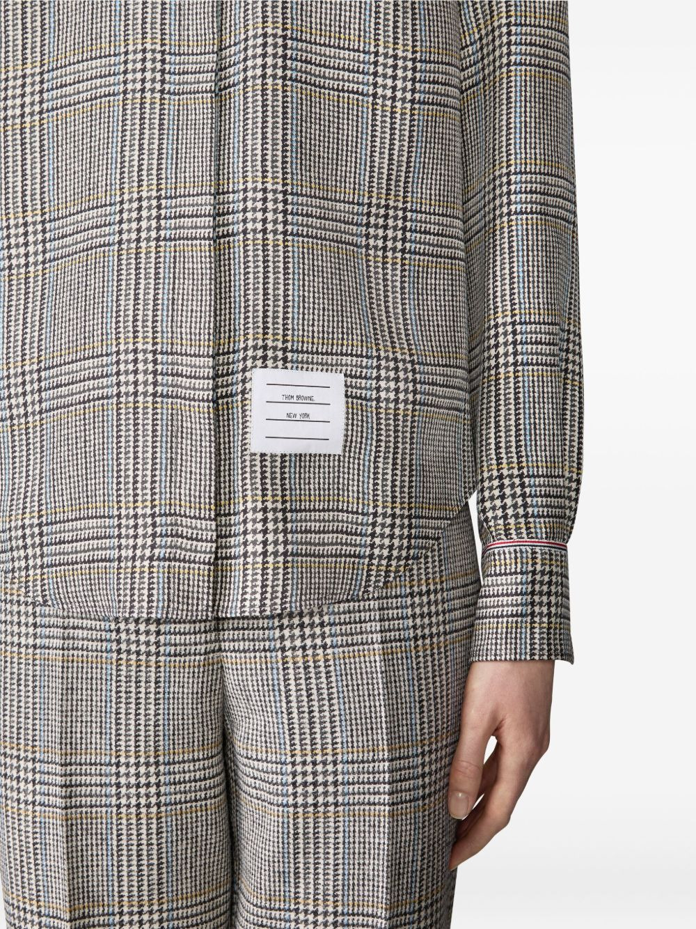houndstooth-check bow-tie shirt - 5