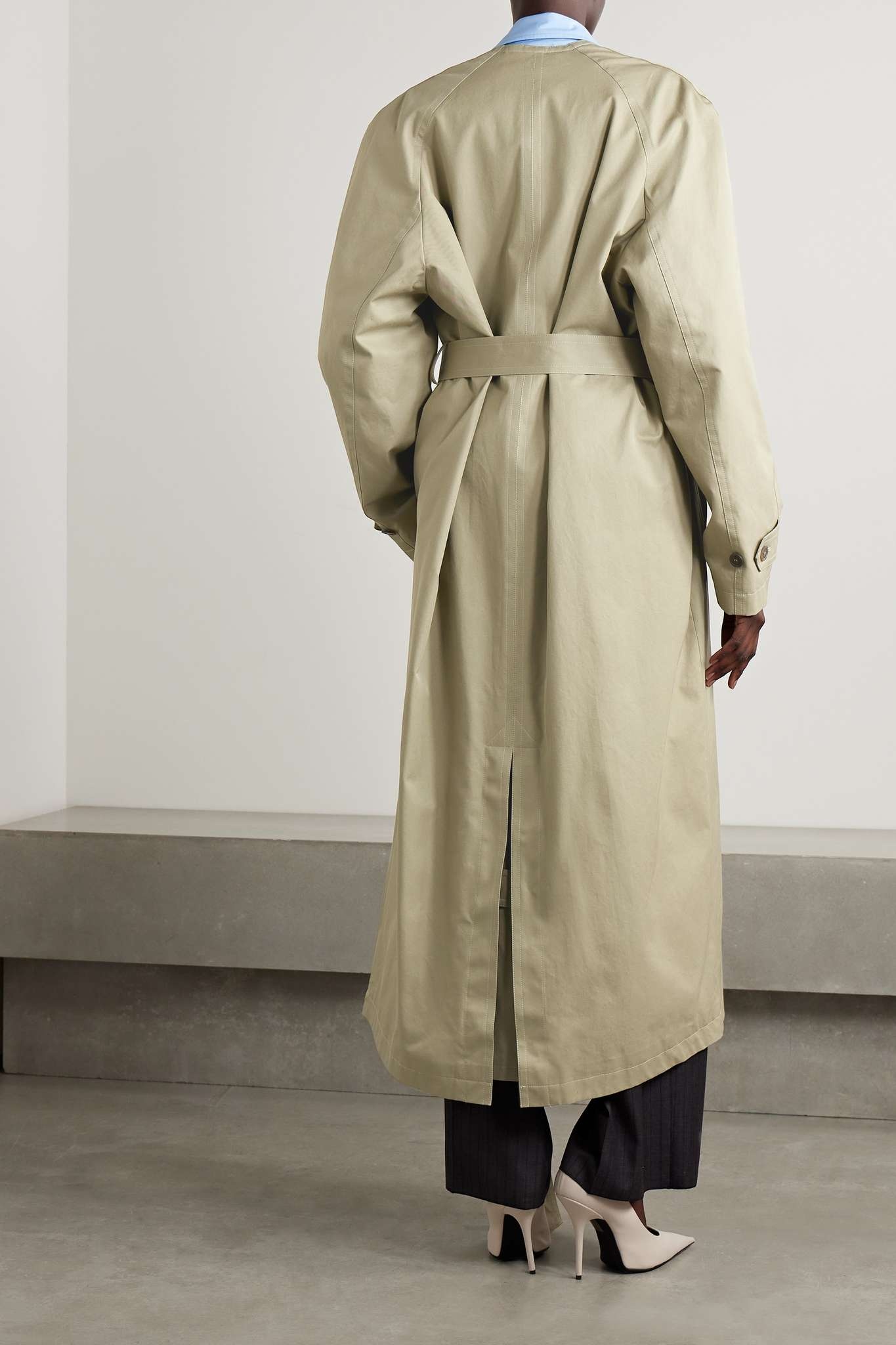 Oversized belted cotton-drill trench coat - 4