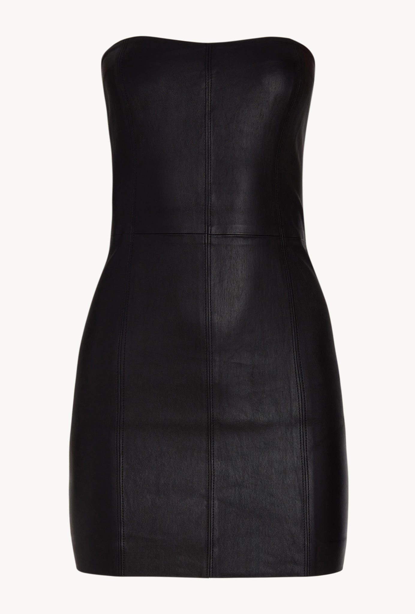 BLACK LEATHER STRAPLESS DRESS - 5