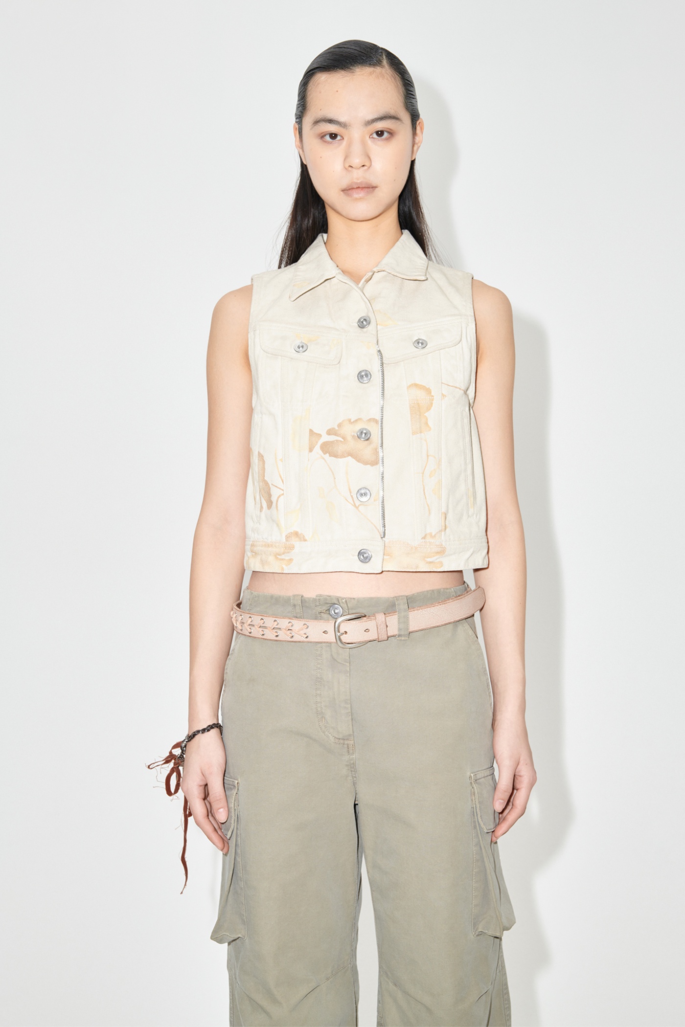 Mini Denim Vest Diurnal Flower Printed Denim - 7