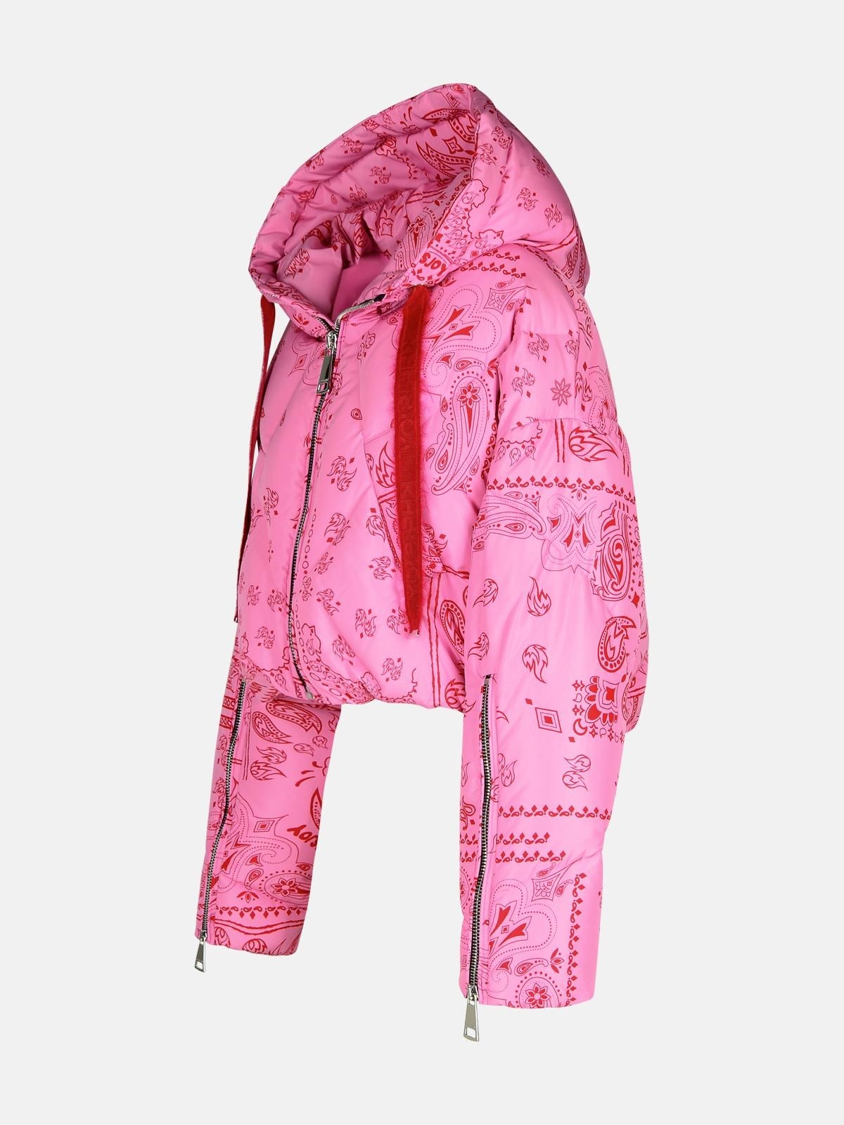 'CROP BANDANA' PINK POLYESTER BLEND DOWN JACKET - 2