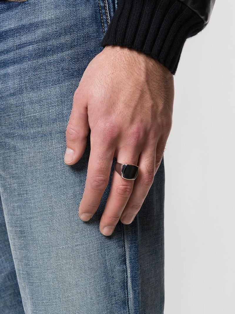 TOM WOOD Cushion Blue Hawk Eye signet ring outlook