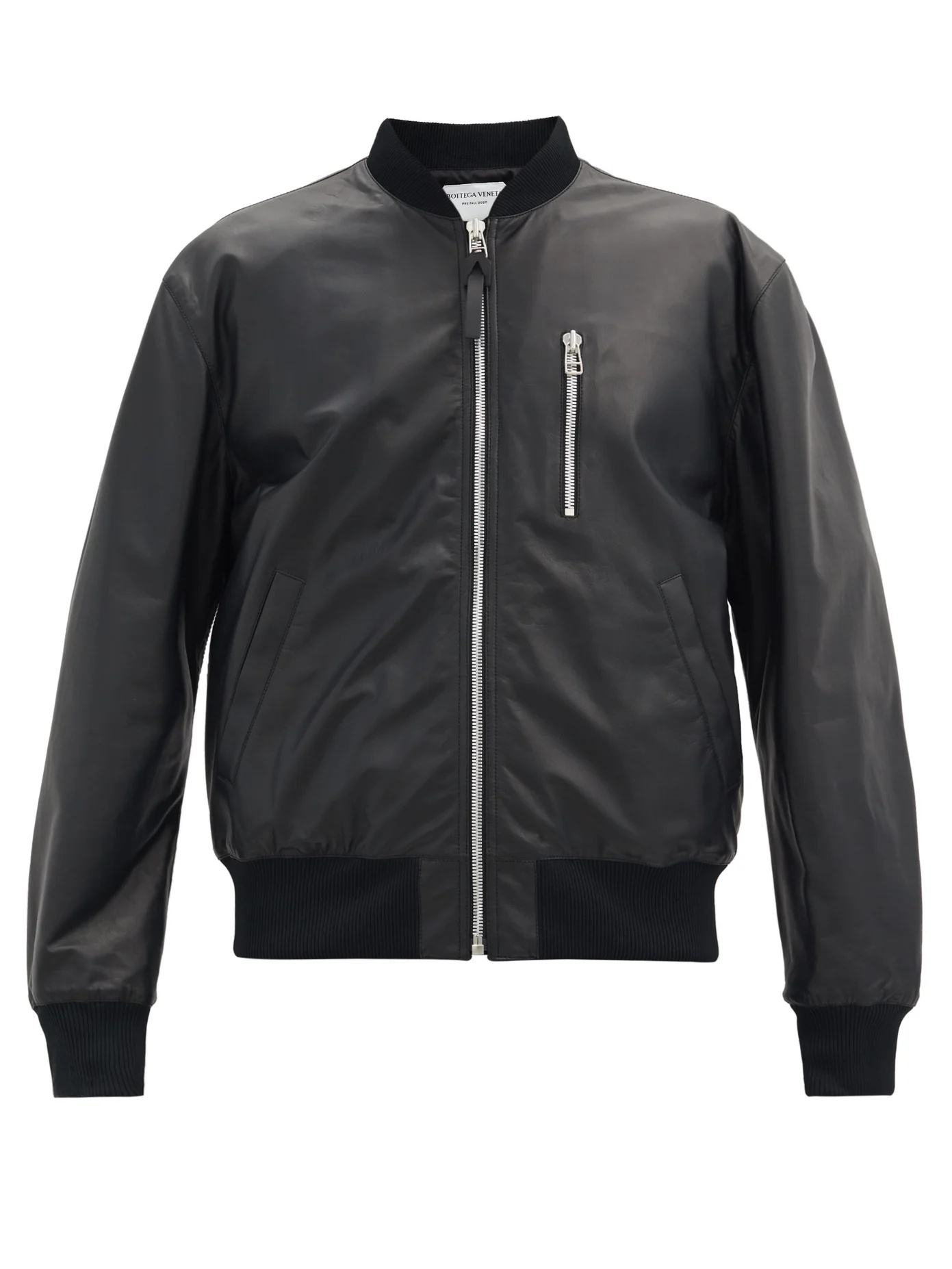 Zipped matte-leather bomber jacket - 1