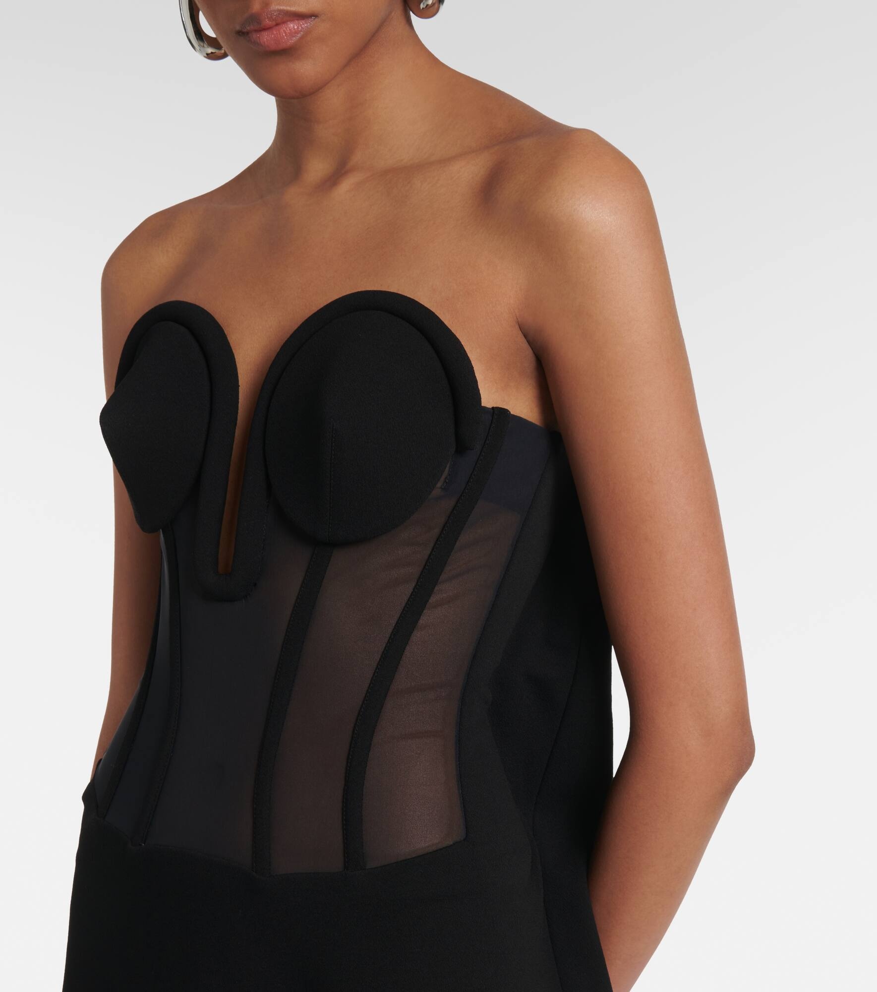 Crêpe and tulle corset maxi dress - 4