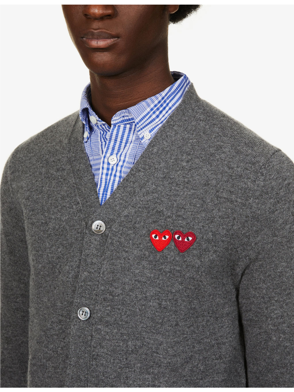 Logo-embroidered V-neck wool cardigan - 5