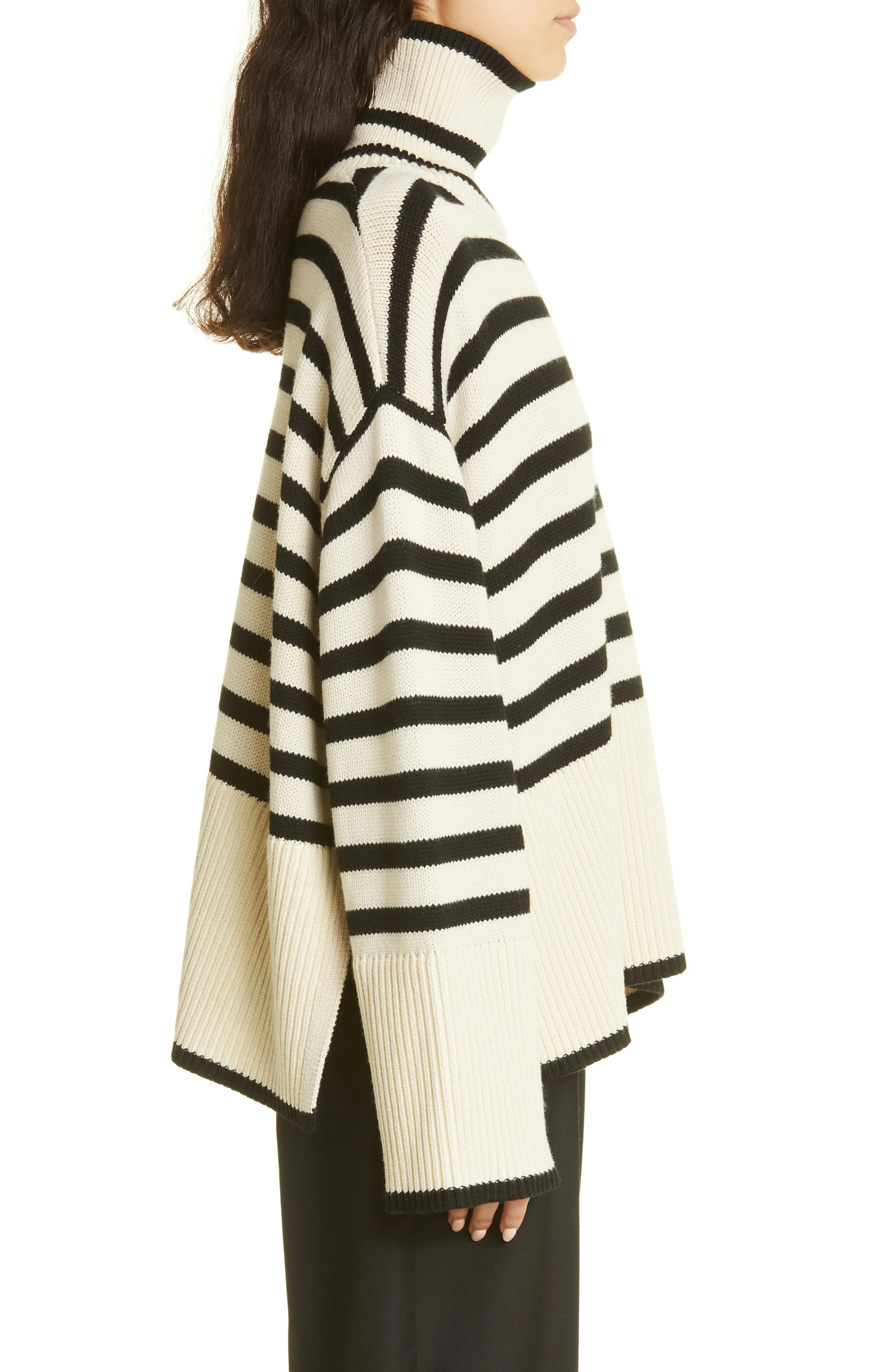 Stripe Wool Blend Turtleneck Sweater - 4