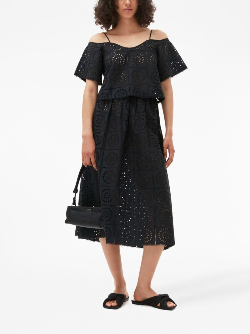GANNI broderie-anglaise straight skirt outlook
