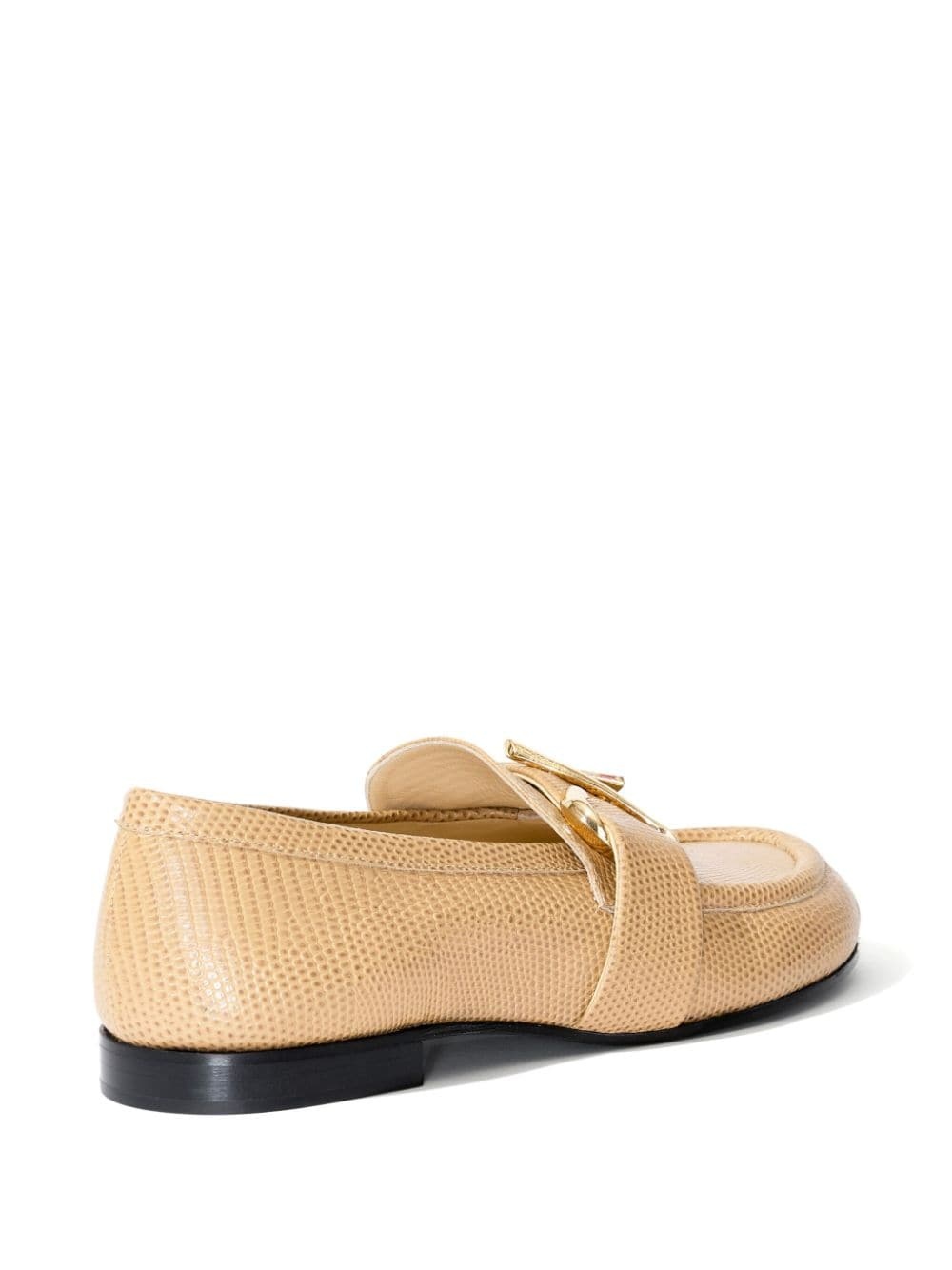 monogram-plaque embossed-leather loafers - 3
