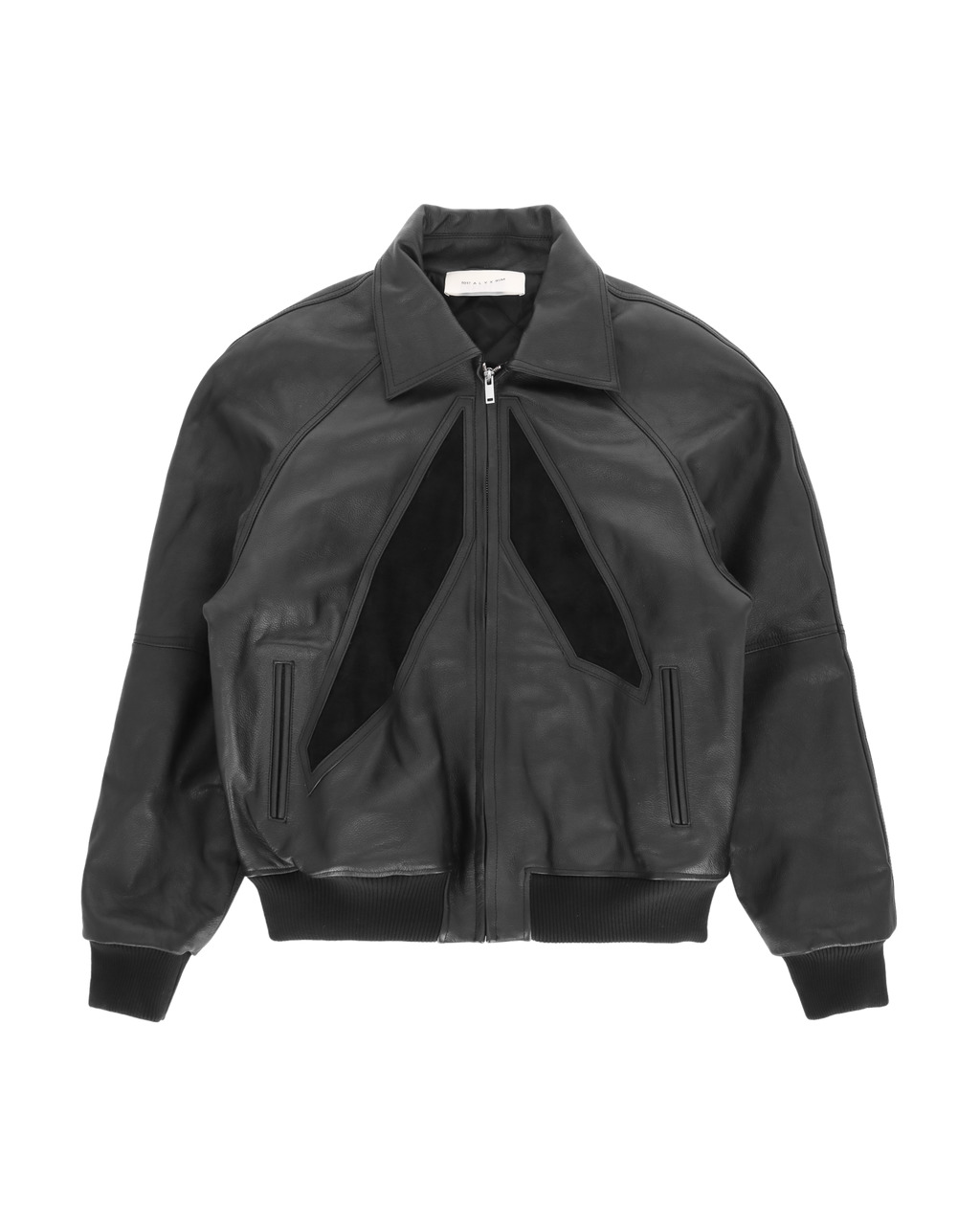 INTARSIA APPLIQUE LOGO LEATHER BOMBER - 1