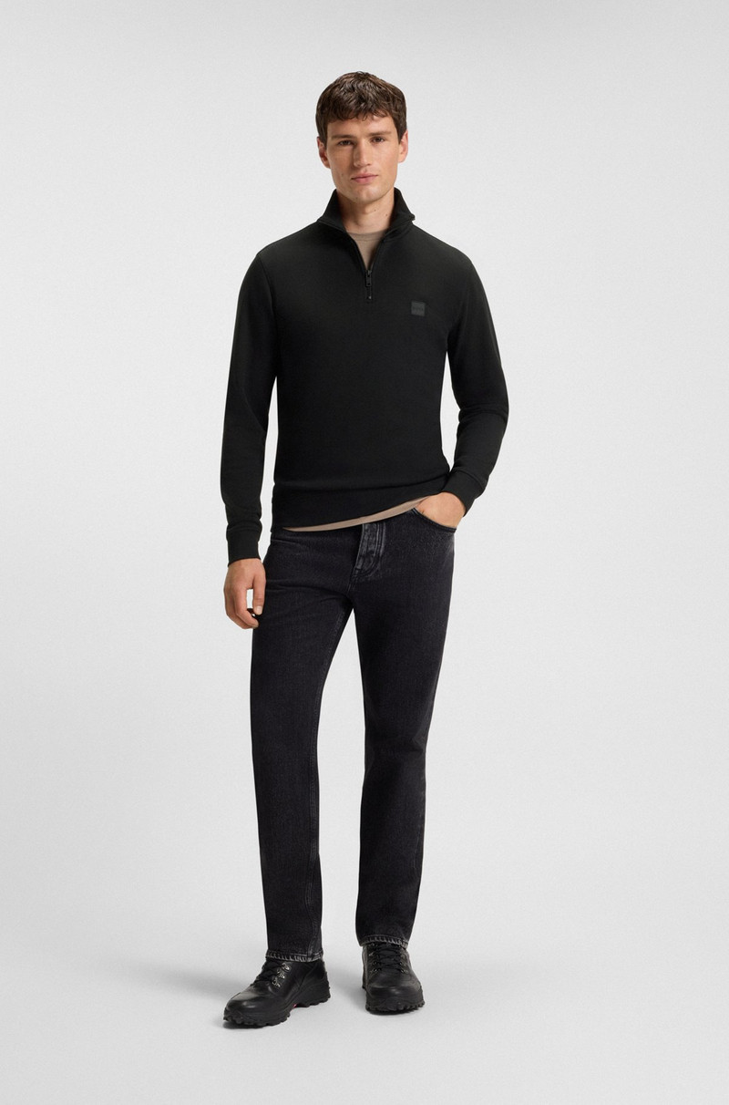 BOSS ZIP-NECK SWEATSHIRT IN COTTON TERRY WITH LOGO PATCH outlook