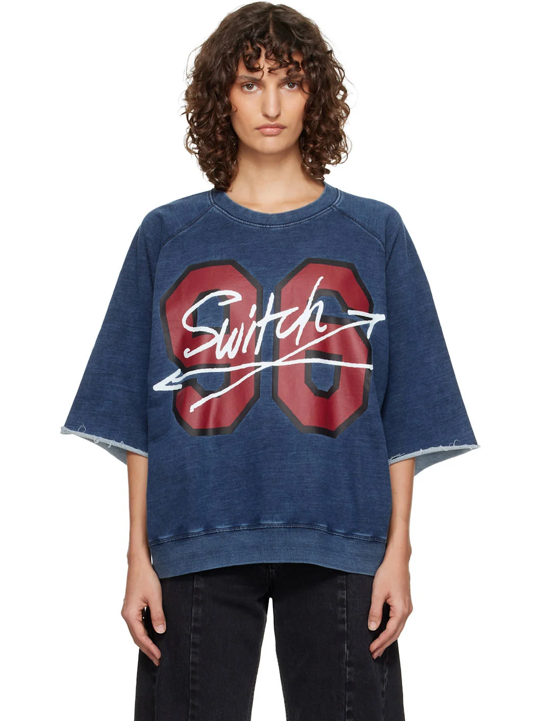 Navy Washed '96 Switch' S/S Raglan Sweatshirt - 1