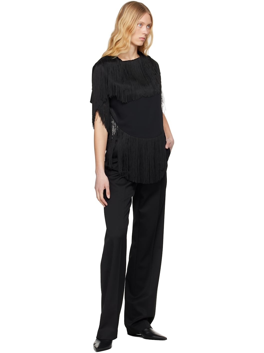 Black Tailoring Wool Blend Trousers - 4