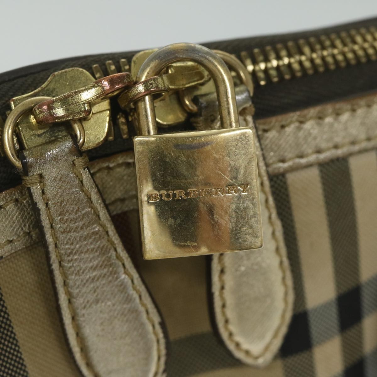 Burberry Nova Check Hand Bag Nylon Canvas Beige - 10
