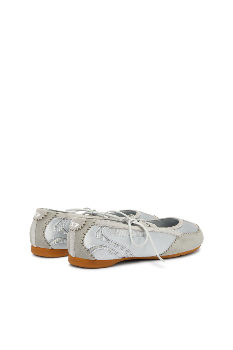 Diesel D-MILE - LACE-UP BALLERINA FLATS IN LEATHER AND MESH outlook