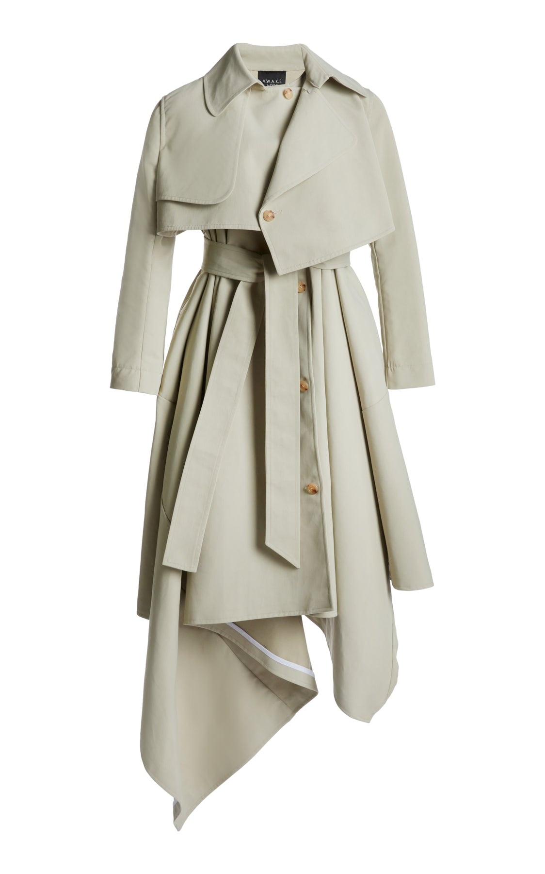 DOUBLE BREASTED COAT WITH ASYMMETRIC CUT LIGHT KHAKI - 10