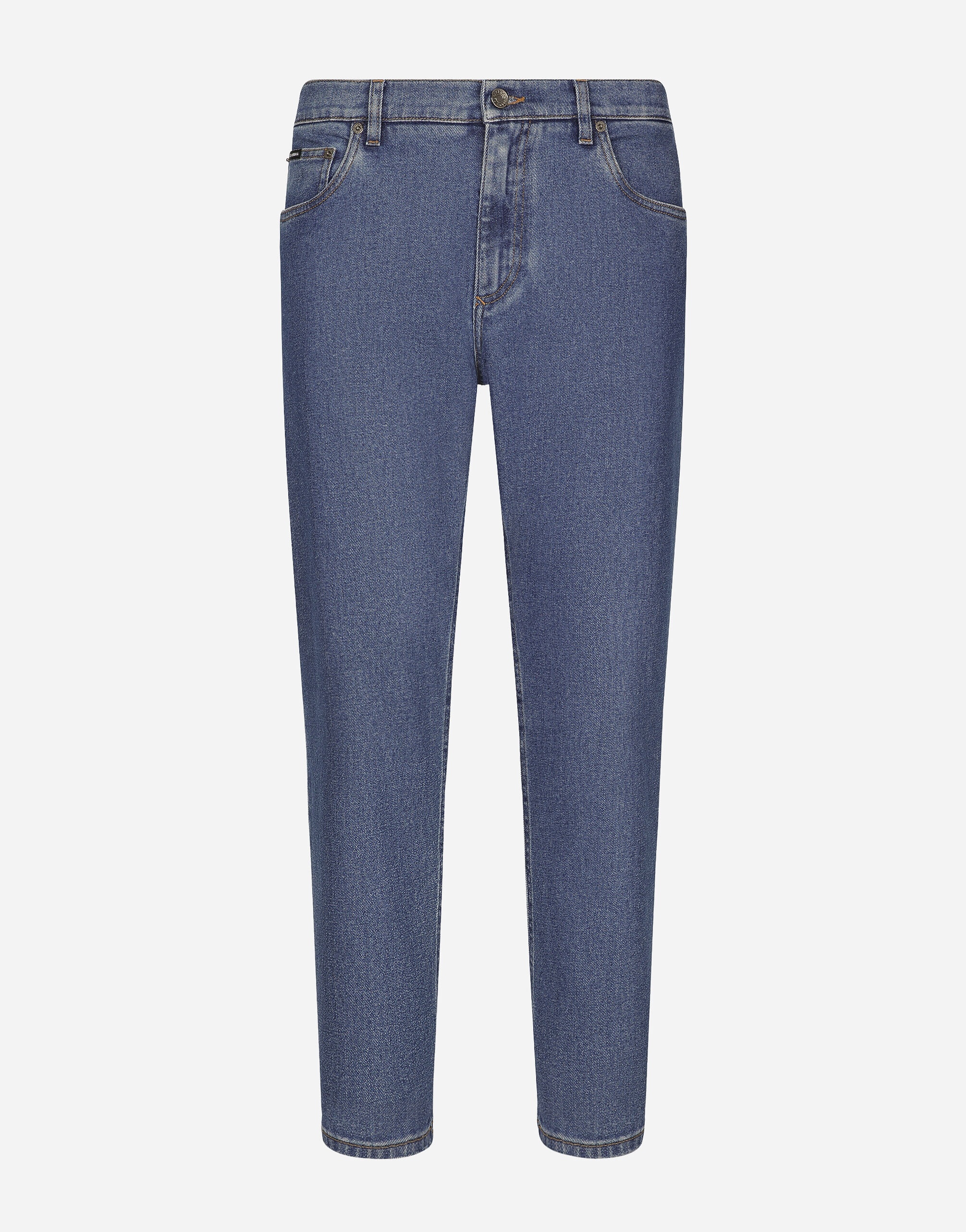 Loose stretch blue denim jeans - 1