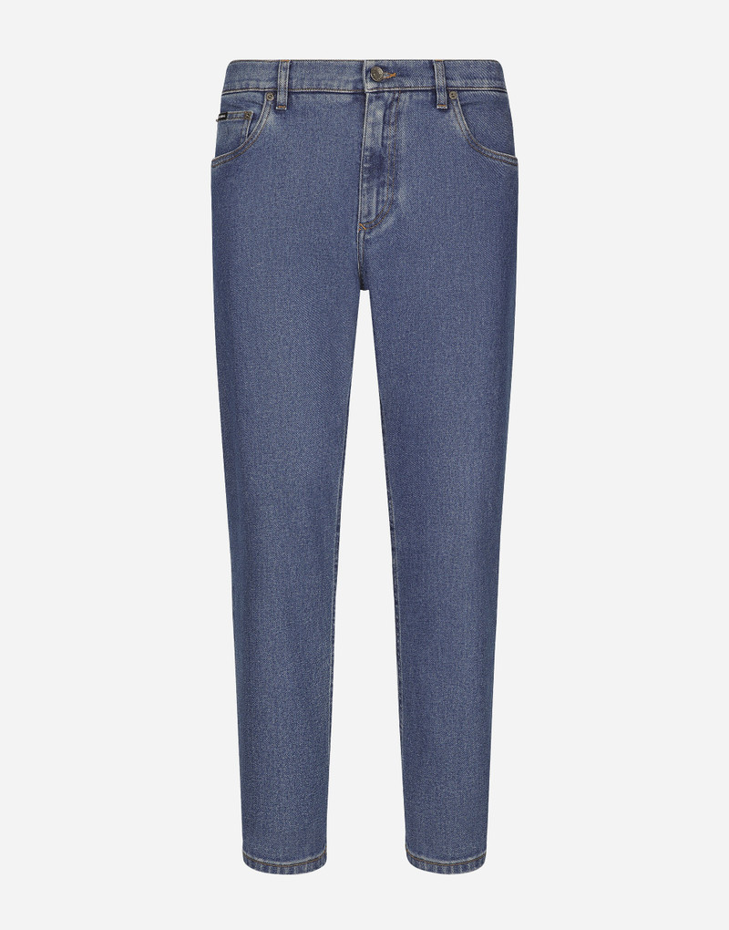 Loose stretch blue denim jeans 1