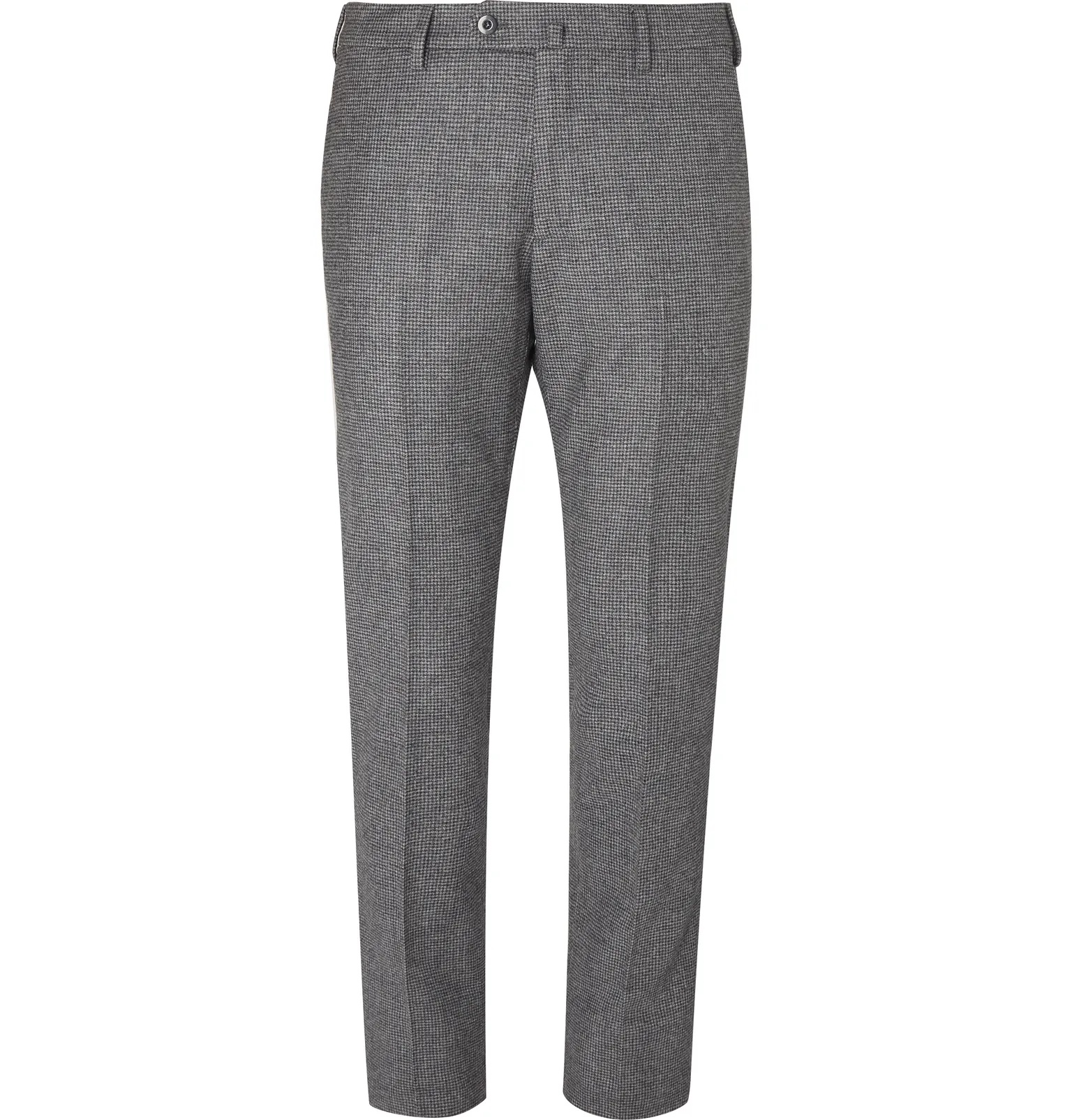 Grey Slim-Fit Puppytooth Wool and Cashmere-Blend Trousers - 1