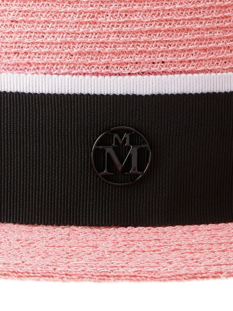 MAISON MICHEL Kiki logo-detail straw fedora outlook