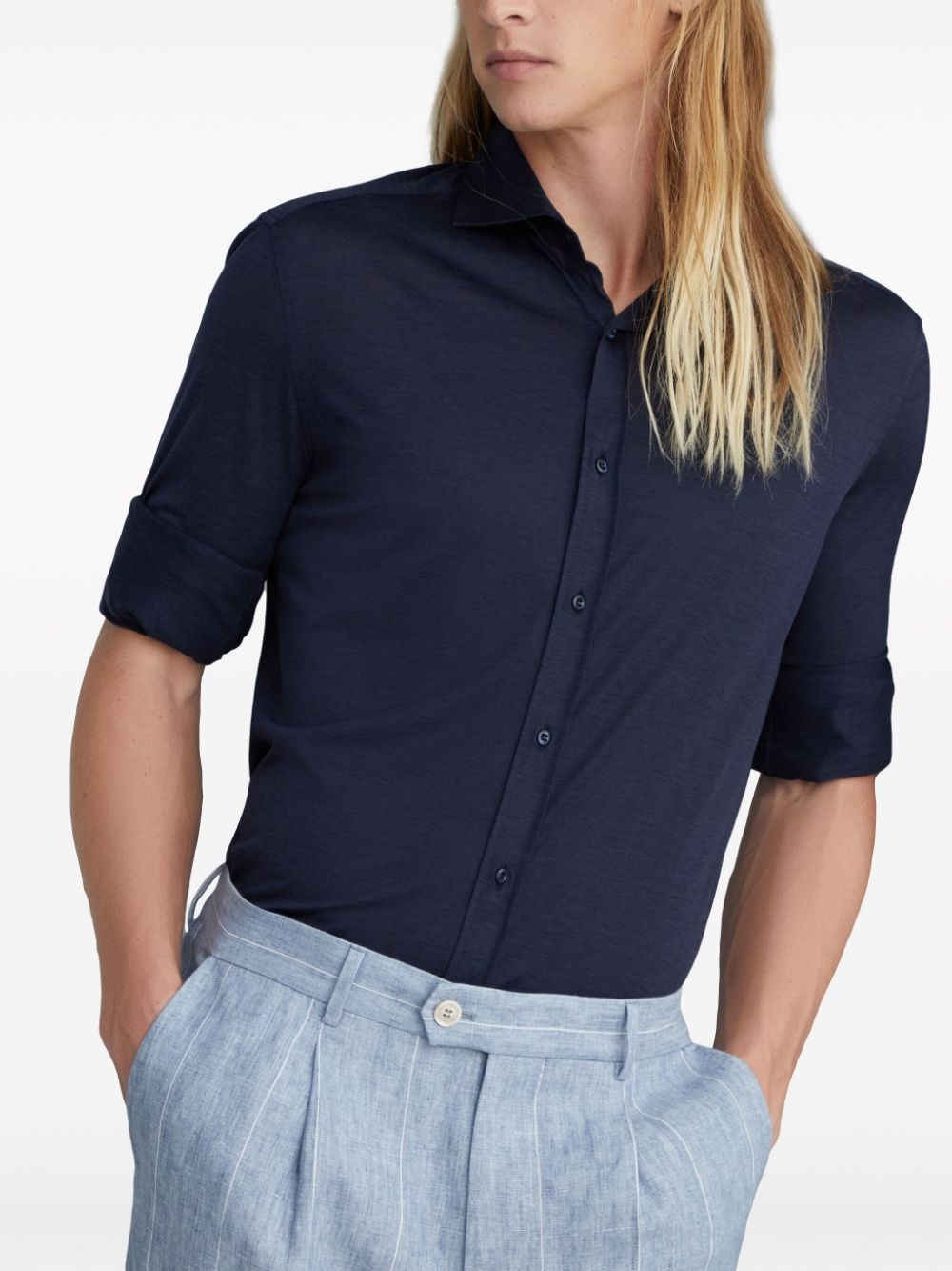 silk-cotton jersey shirt - 6