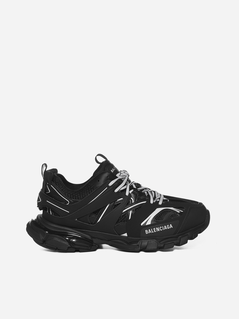 Track faux leather and mesh sneakers - 1