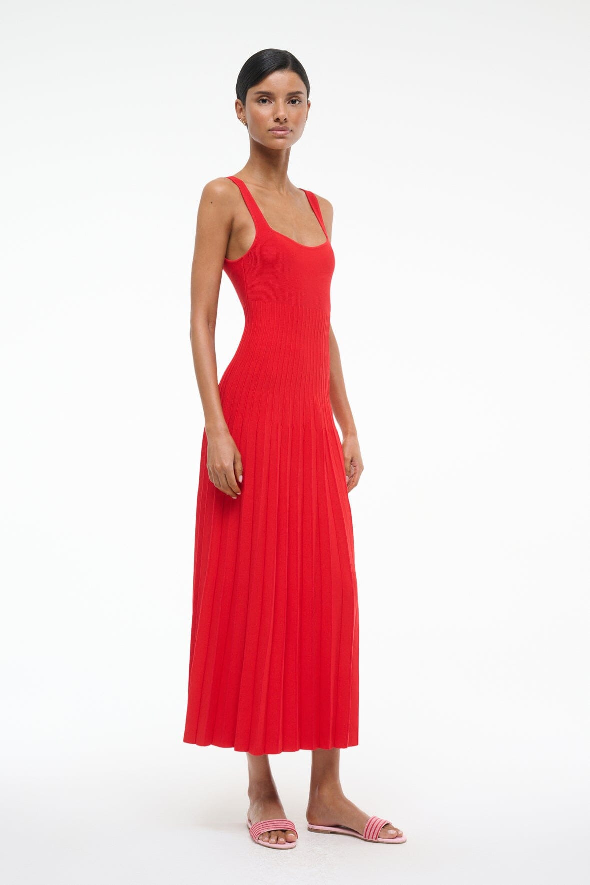 STAUD ELLISON DRESS RED ROSE - 3