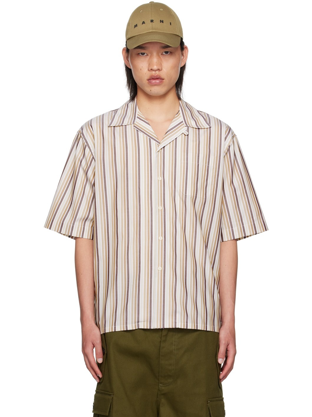 Brown Striped Shirt - 1