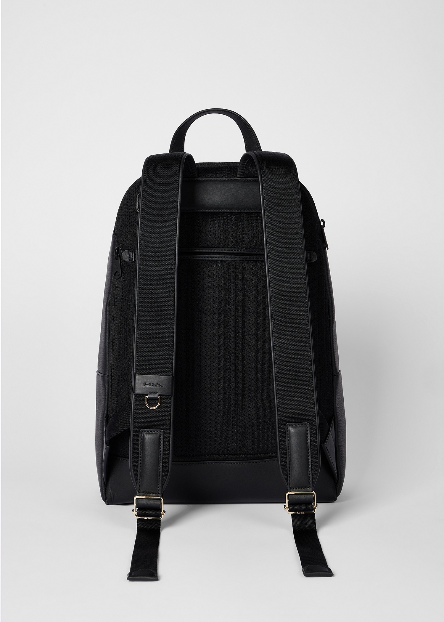 Black Leather 'Signature Stripe' Trim Backpack - 2