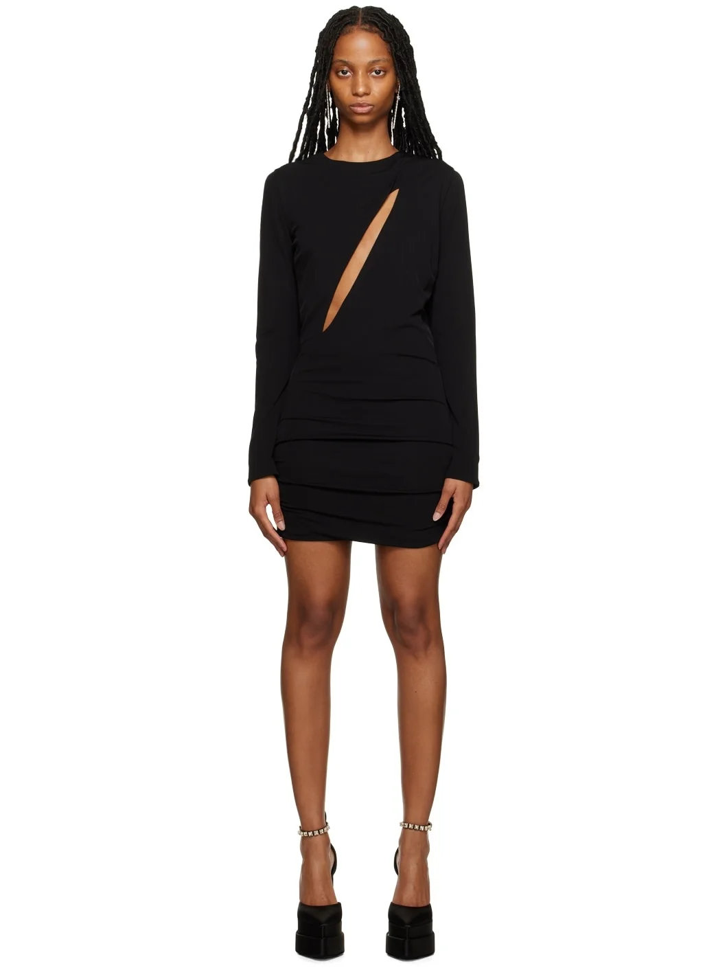 Black Slashed Minidress - 1