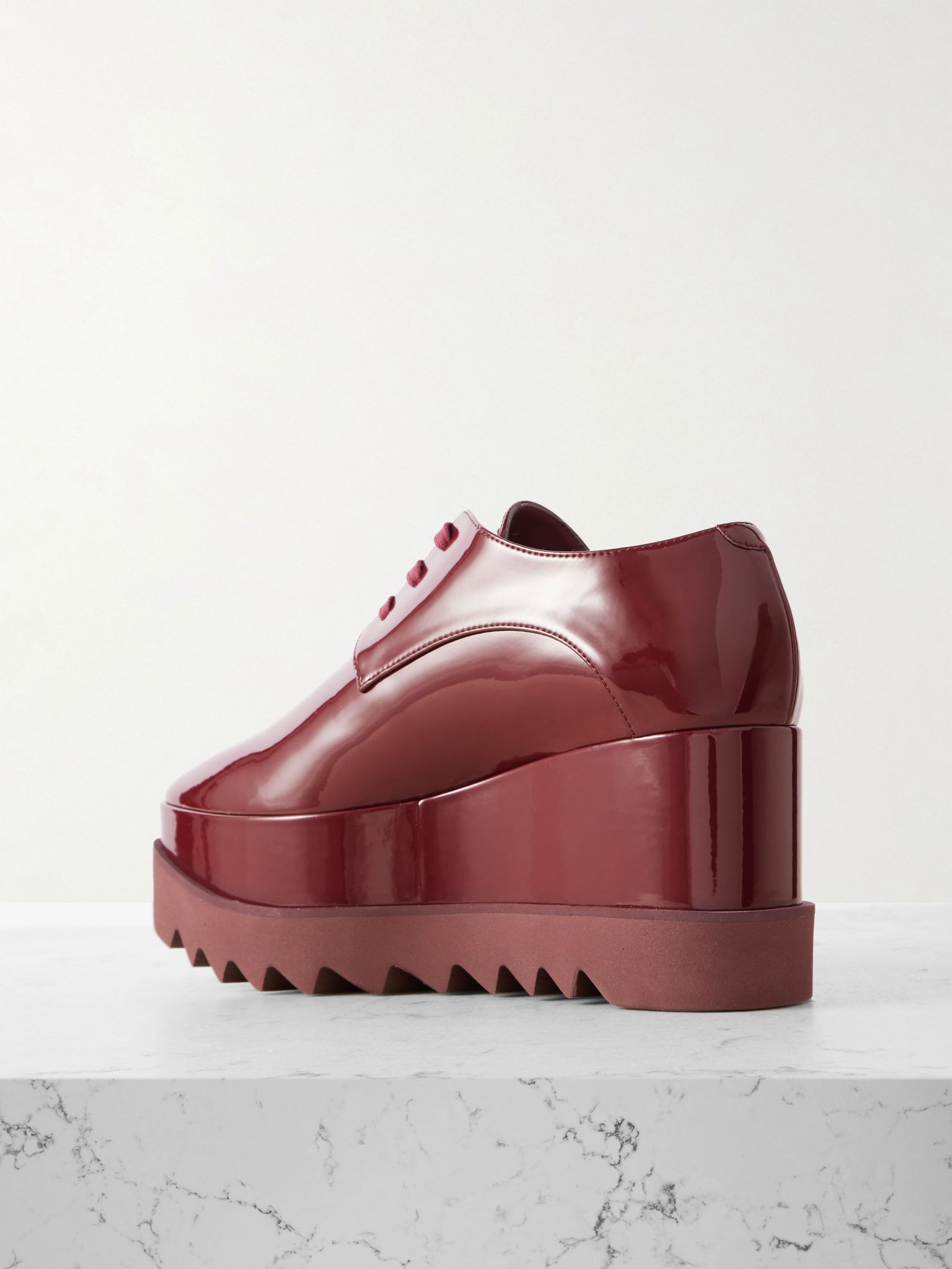 Elyse vegetarian patent-leather platform brogues Burgundy - 3