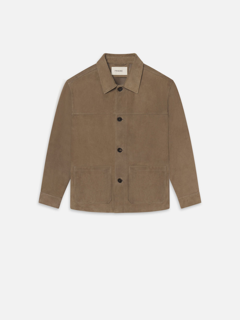 Suede Chore Coat in Dark Beige 1