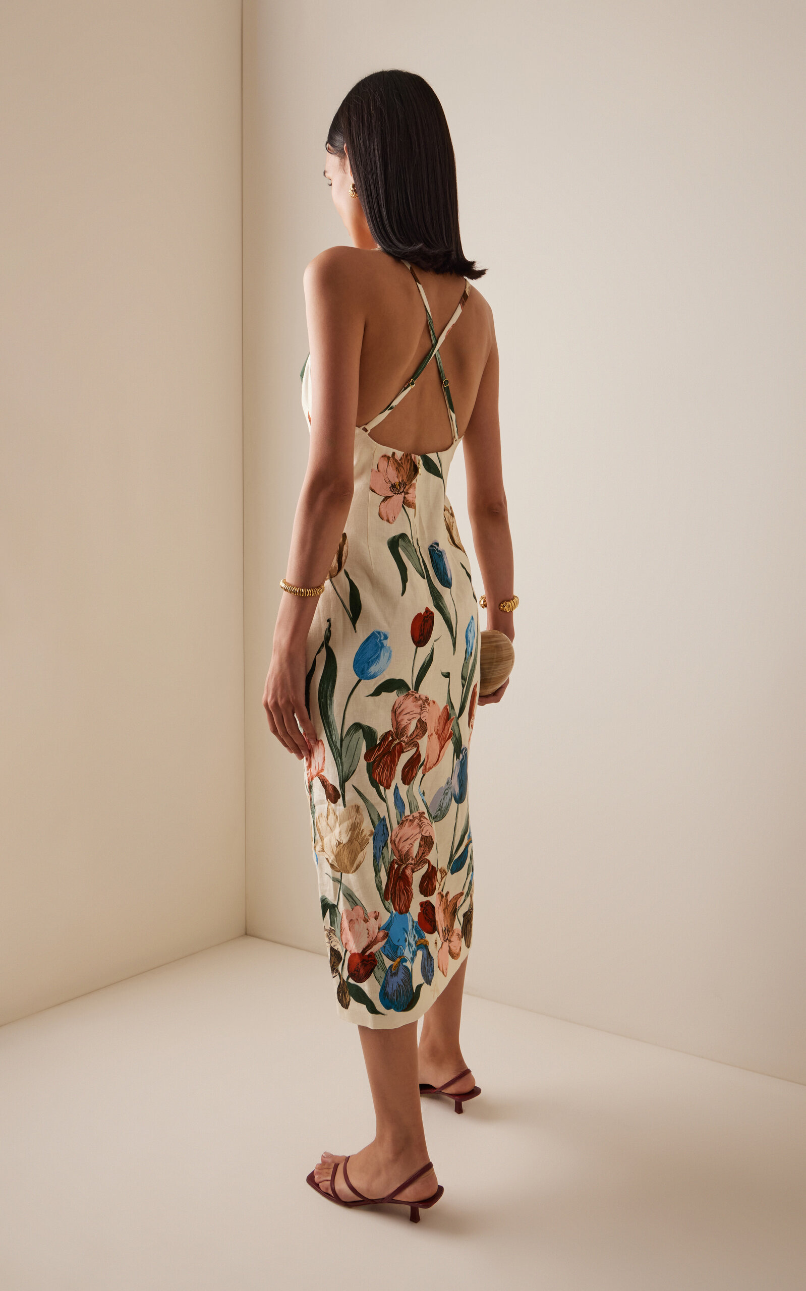 Dria Floral Linen Midi Dress floral - 4