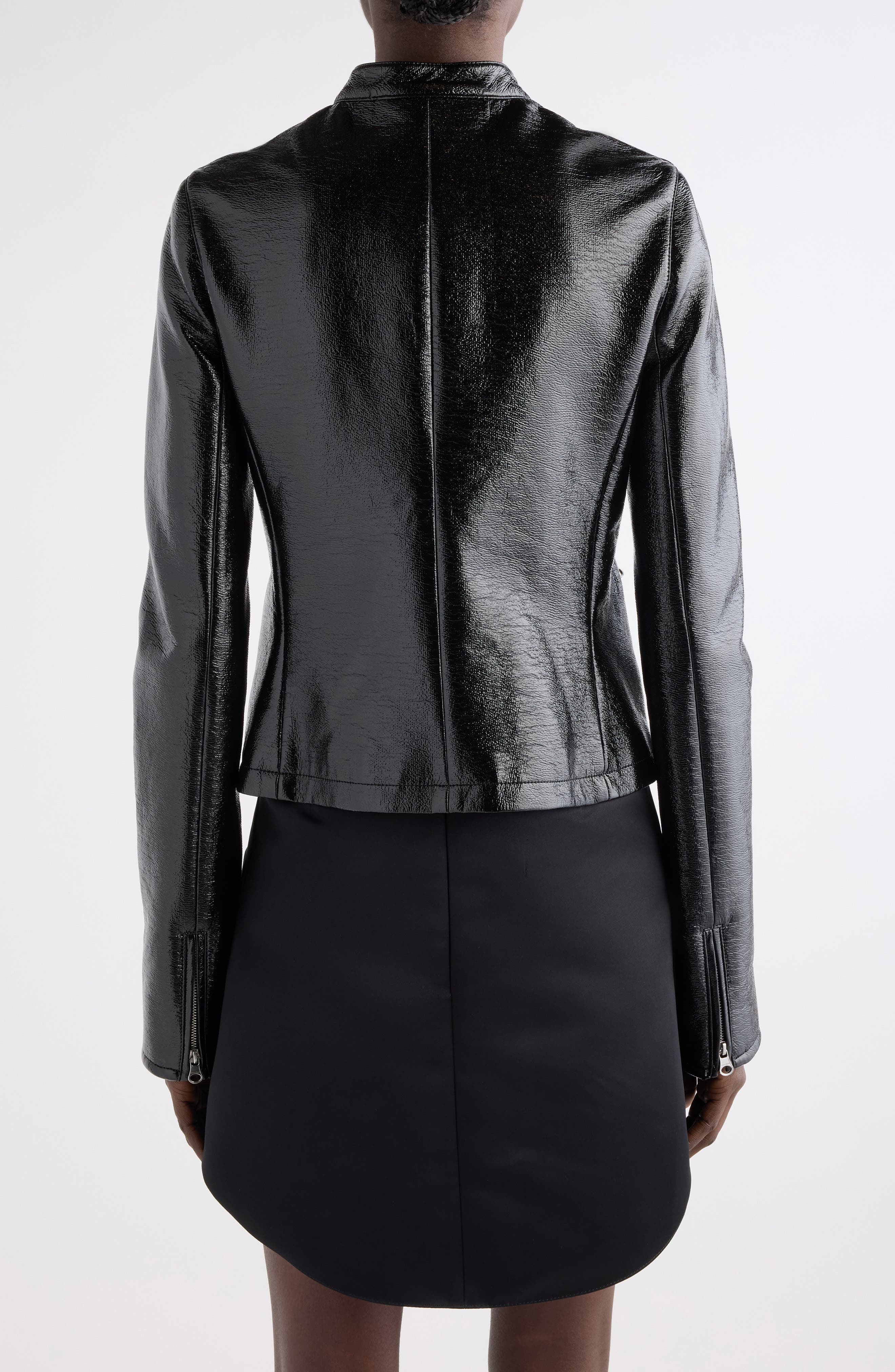 Courrèges City Vinyl Biker Jacket in Black at Nordstrom - 3