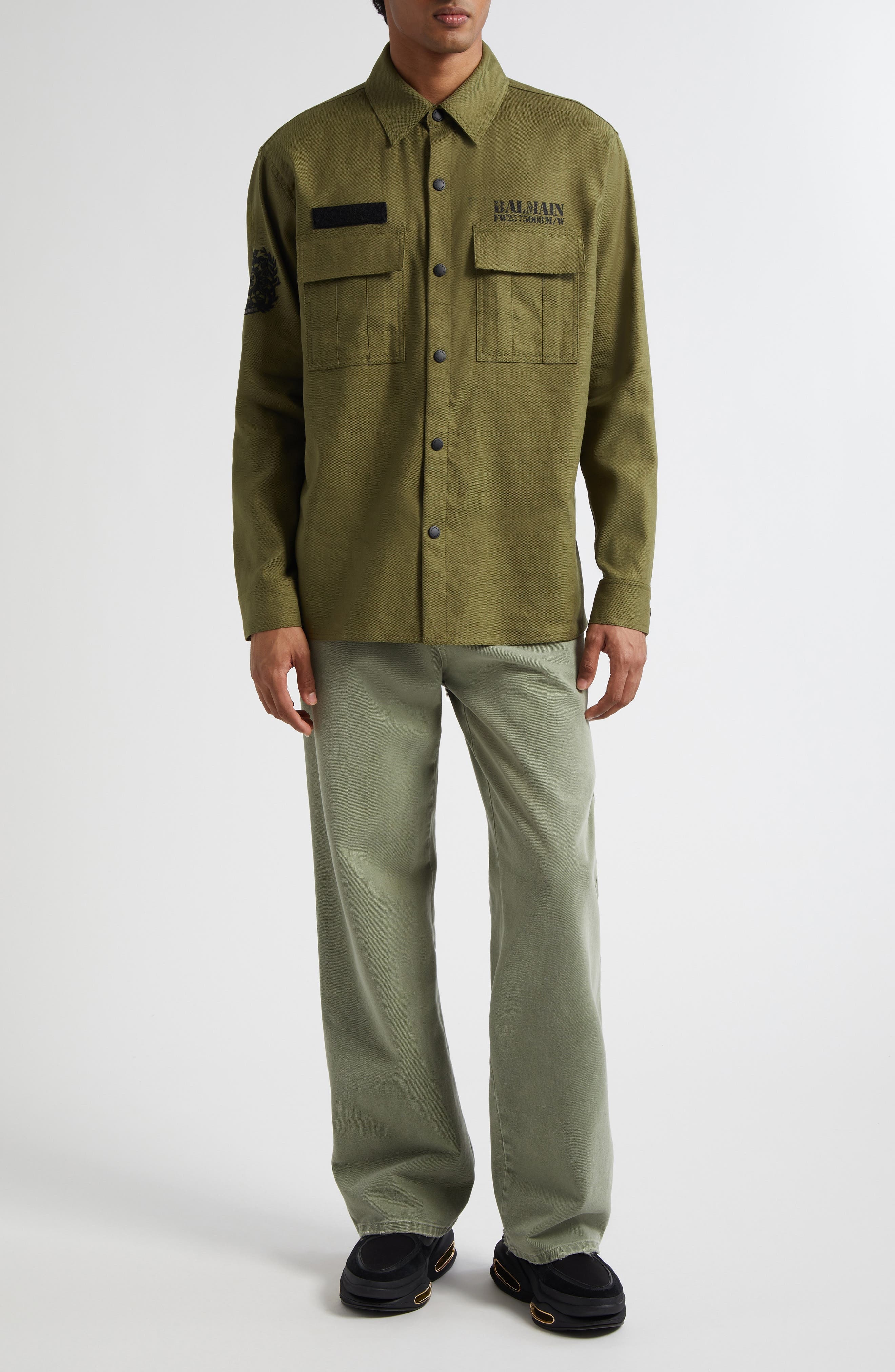 Balmain Loose Fit Khaki Pants in Kaki at Nordstrom - 2