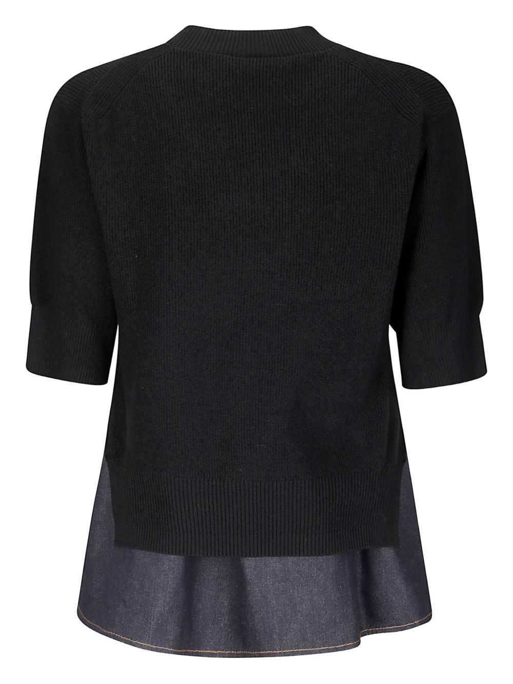 denim-panel knit top - 2