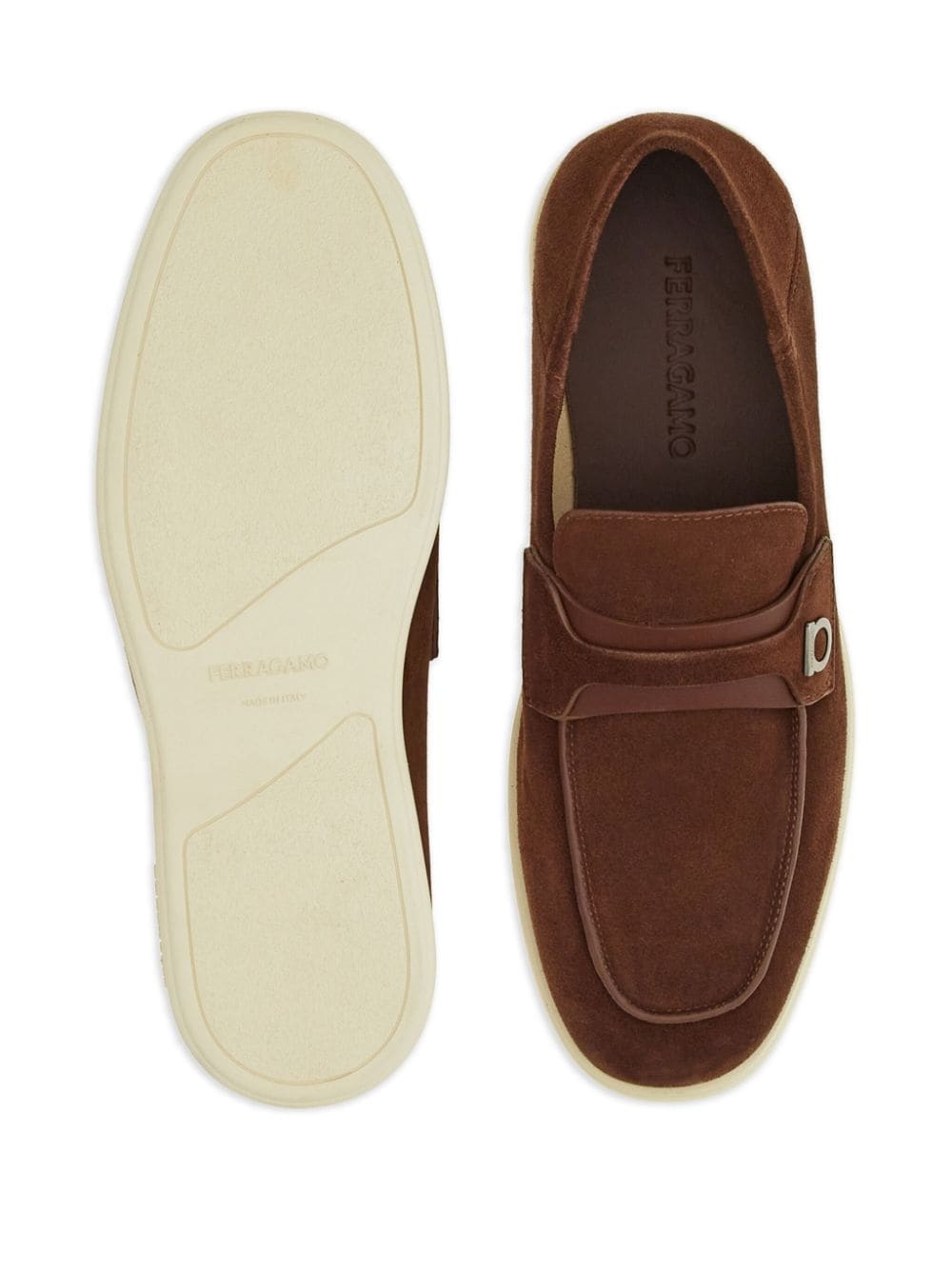 Gancini-plaque suede loafers - 5