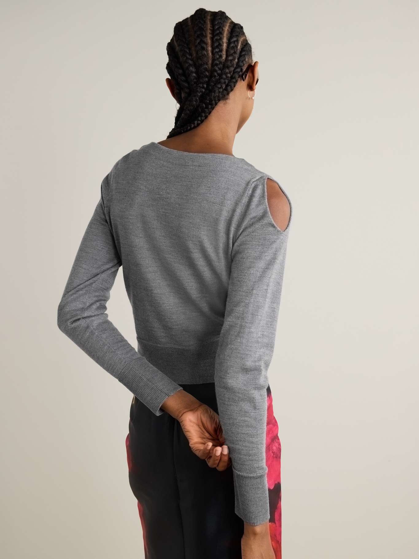 Draped embellished cutout wool sweater - 3