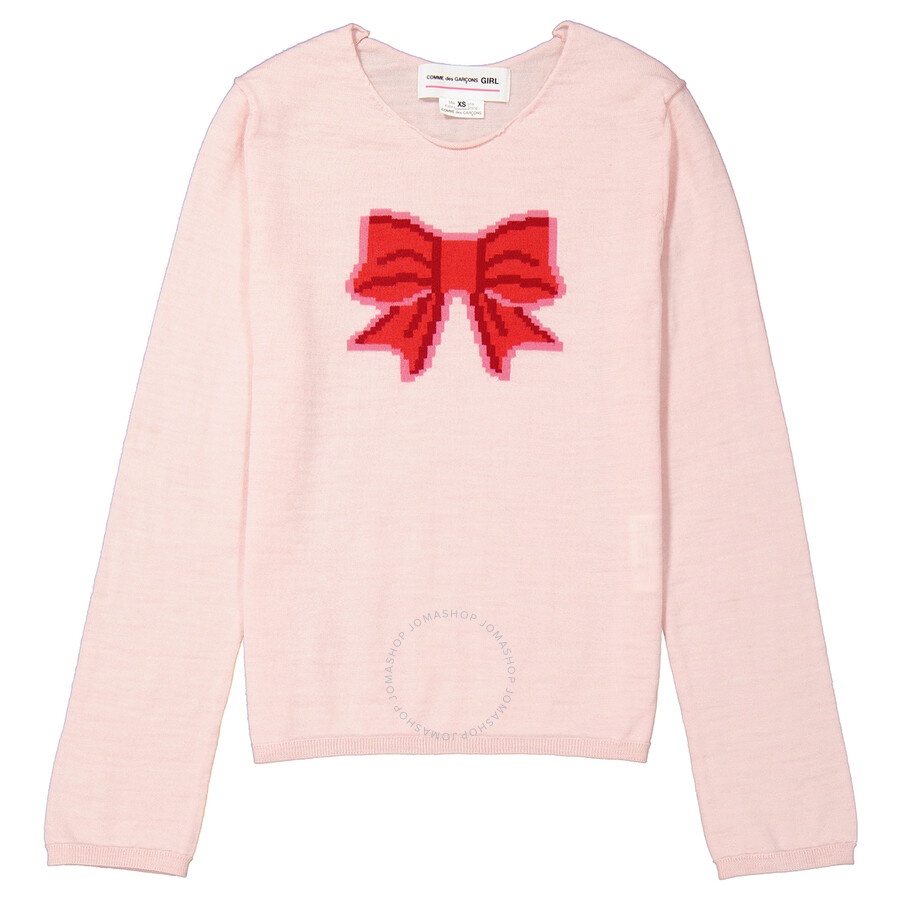 Comme Des Garcons Girl Long Sleeve Bow Embroidered Sweater - 4