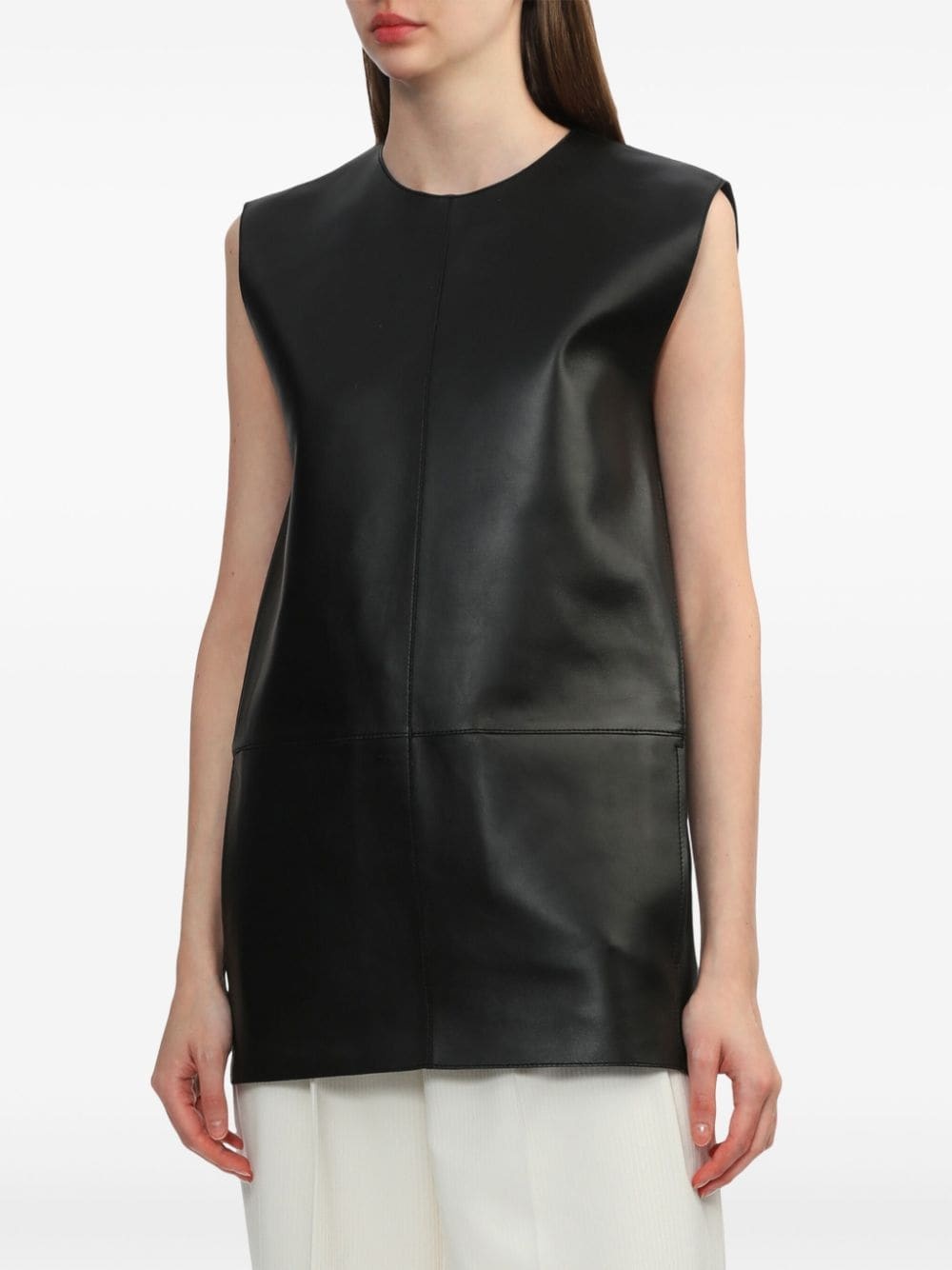 leather sleeveless top - 3
