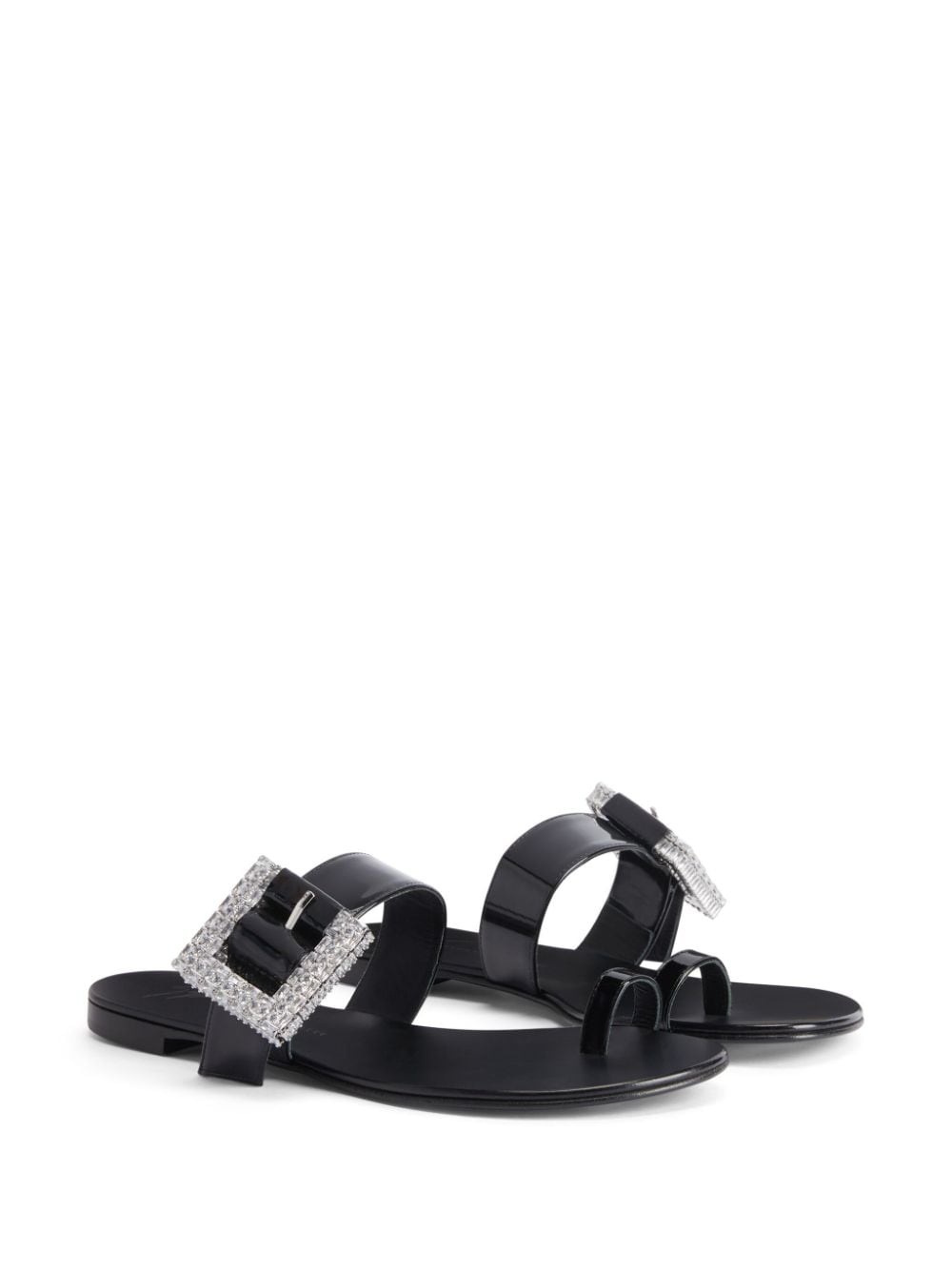 Miss Buckle crystal-embellished patent sandals - 2