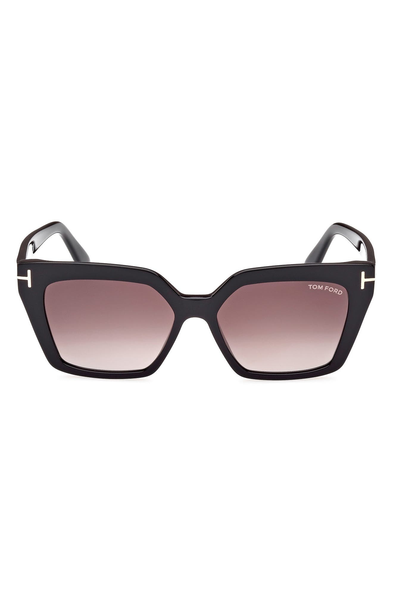 TOM FORD Winona 53mm Gradient Cat Eye Sunglasses in Shiny Black /Gradient Rose at Nordstrom - 1