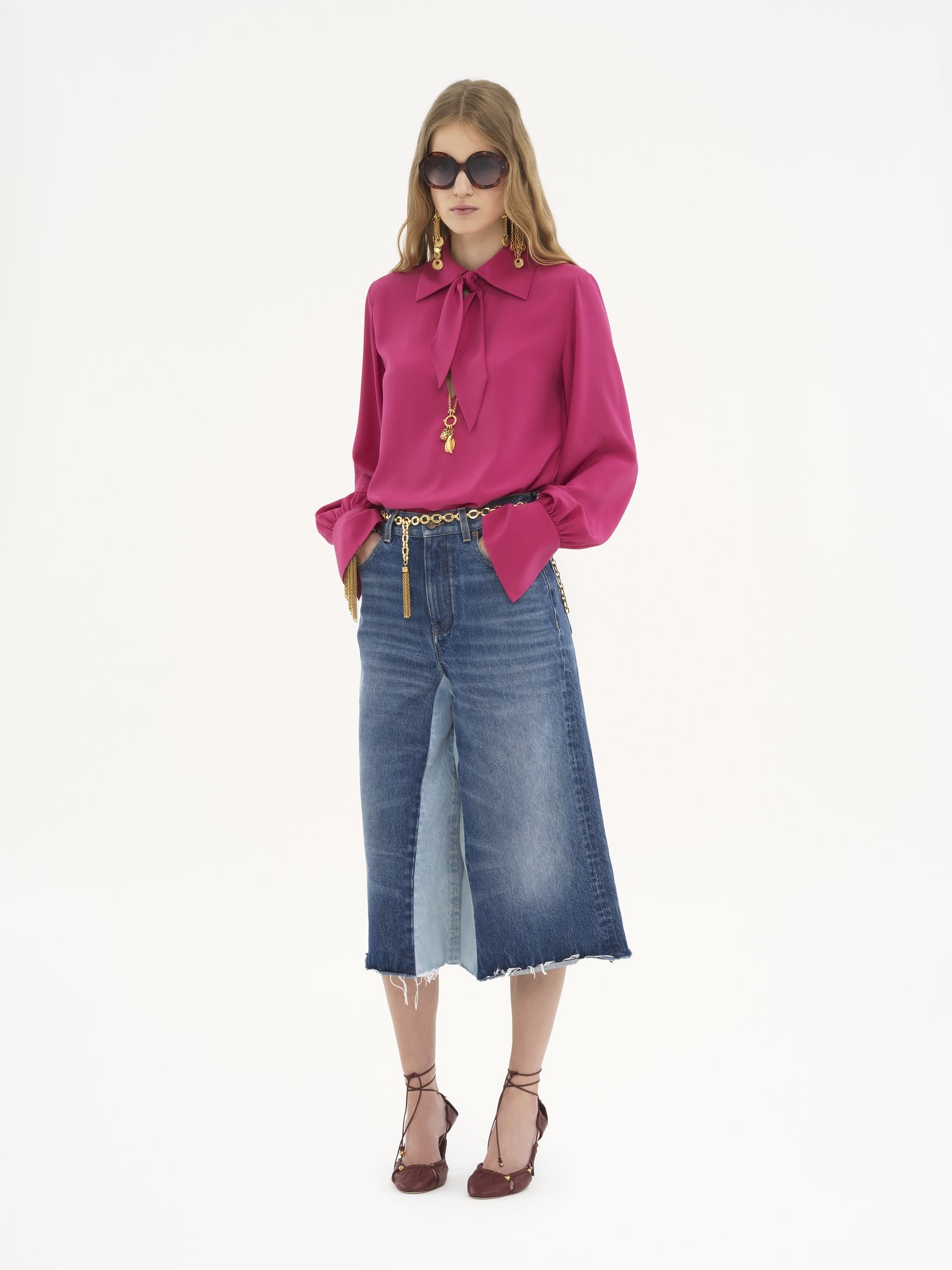 SCARF-TIE BLOUSE IN CRÊPE DE CHINE - 3