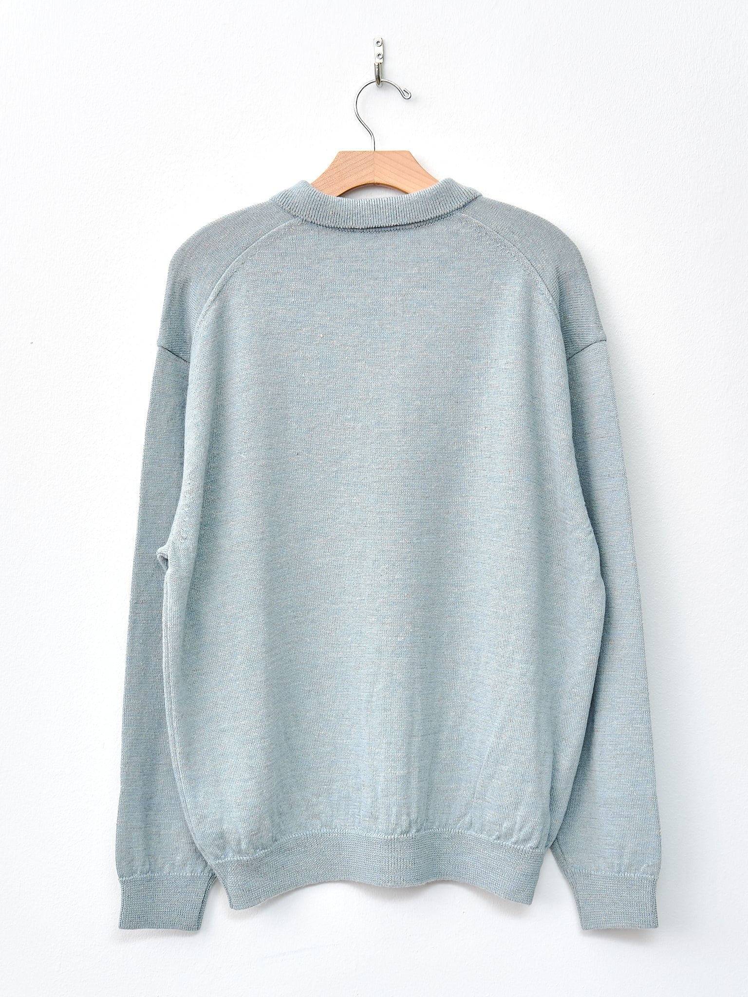 Baby Alpaca Linen Zip Up Polo Sweater - Sax - 6