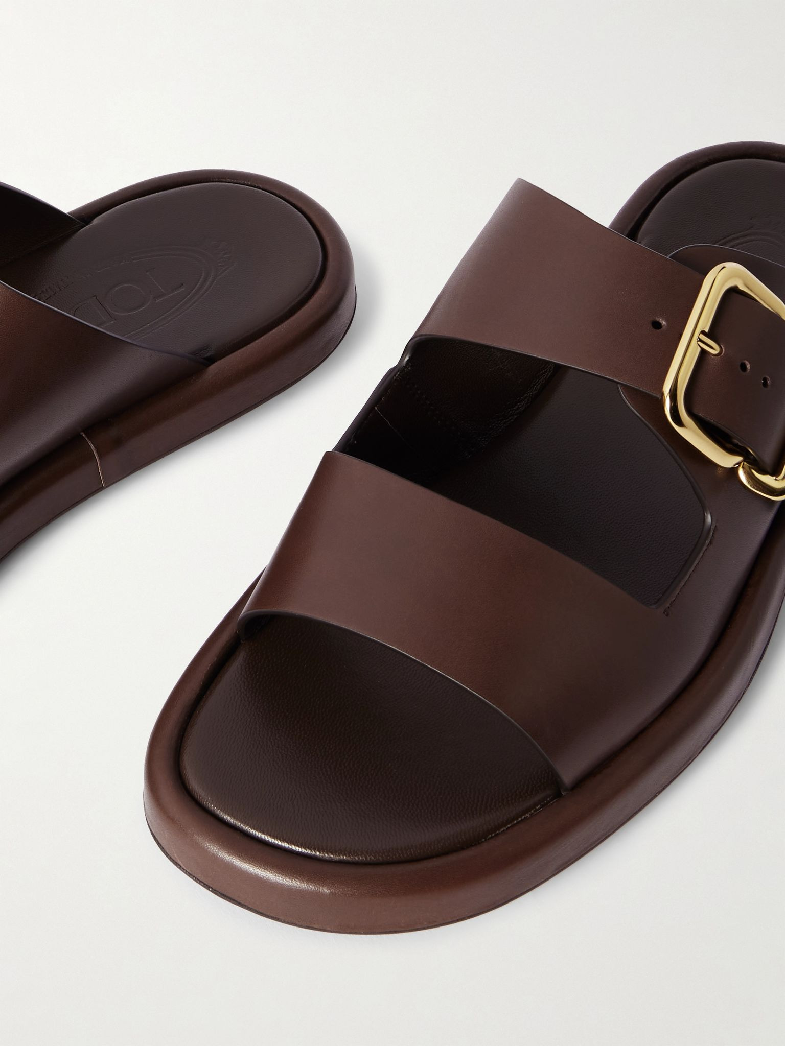 Buckled leather sandals Dark brown - 4