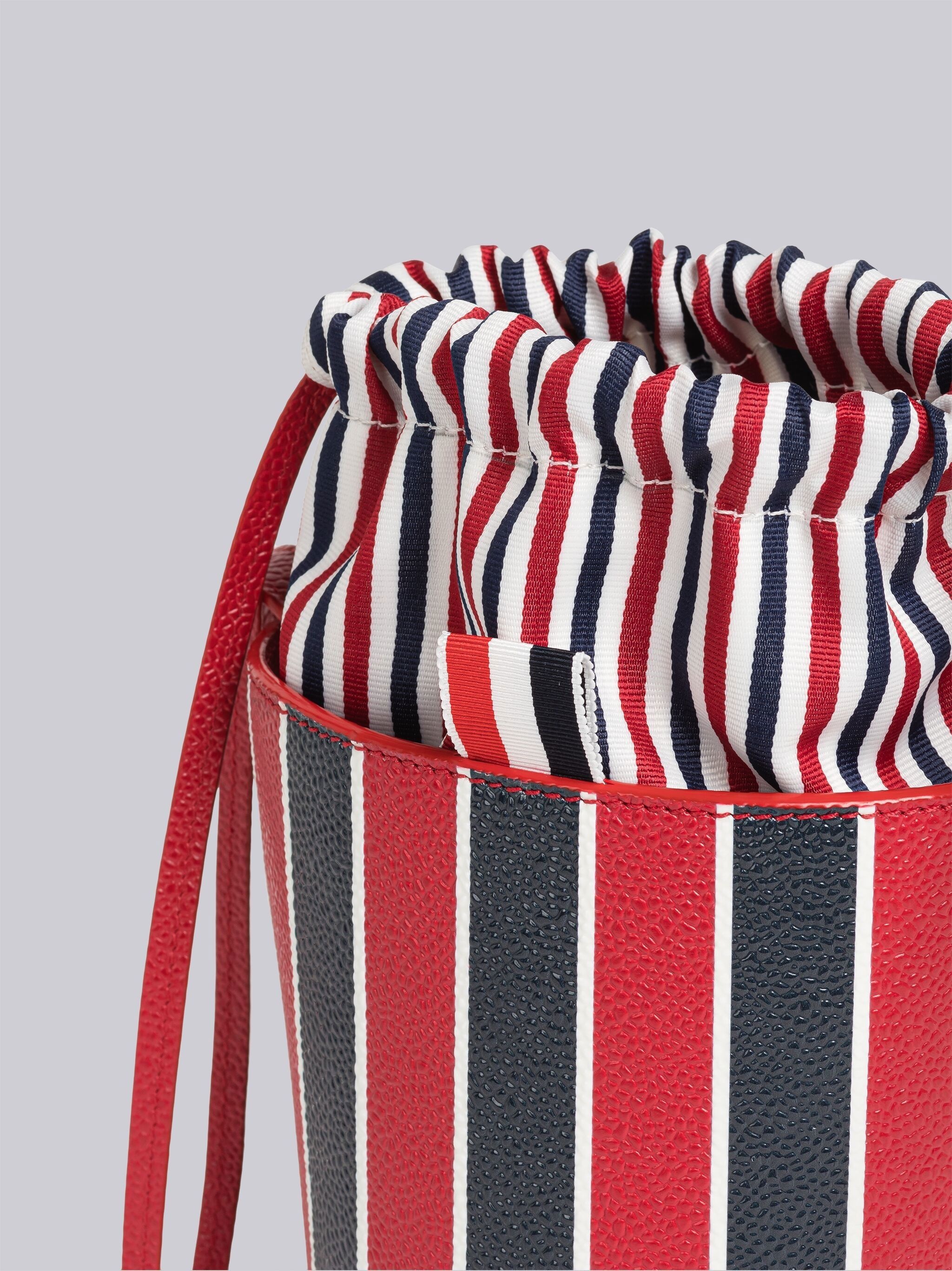 Stripe Pebble Grain Crossbody Mini Bucket Bag - 2