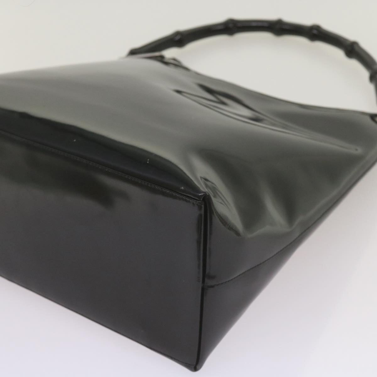 GUCCI Bamboo Hand Bag Leather Black - 12